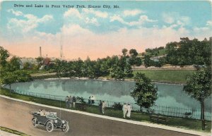 United States Drive and Lake in Penn Valley Park Kansas City Missouri postcard 