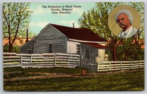 Florida Missouri~Birthplace Of Mark Twain Near Hannibal~Vintage Linen Postcard