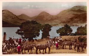 INVERNESS LOCH LOMOND SCOTLAND FOUR IN HAND COACHES~J B WHITE COLOR REAL PHOTO