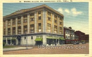Masonic Bldg & Penn Hotel - Tyrone, Pennsylvania PA Postcard