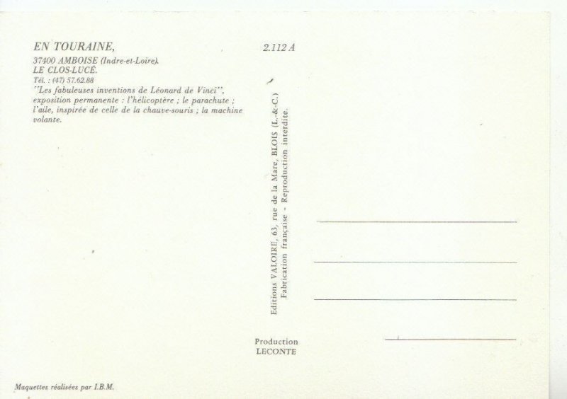 France Postcard - Amboise - Le Clos-Luce - Les Fabuleuses Inventions  Ref 13723A