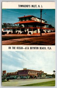 Buschs Diner Famous Seafood Townsends Inlet NJ & Boynton Beach FL Postcard J28