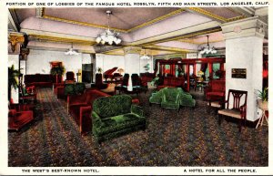 California Los Angeles Hotel Rosslyn Portion Of One Of The Lobbies 1934