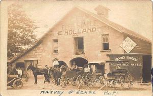 White Horse PA Feed Stable Horse & Wagons Real Photo RPPC Postcard