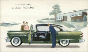 1954 Buick 48D Sedan in Green Grafton OH Sidney Motors Car Postcard