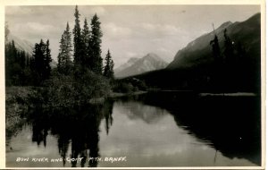 Canada - Alberta, Banff. Bow River & Goat Mountain.   *RPPC