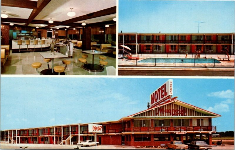 Postcard GA Byron Magnolia Plaza Motel Multi-View I-75, Classic Cars 1970 J2
