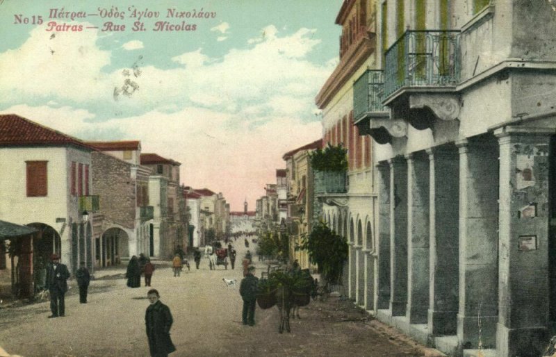 greece, PATRAS PATRA Πάτρα, Rue St. Nicolas (1919) Postcard
