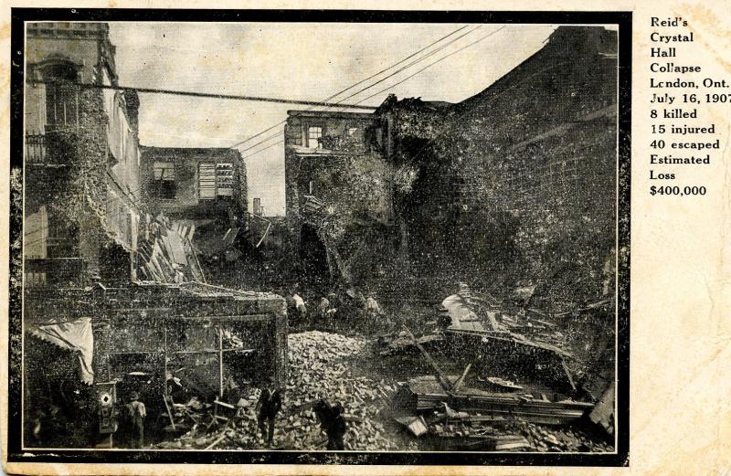 Canada - ON, London. July 16,1907 Disaster. Reid's Crystal Hall Fatal Collapse