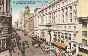 Market Street, East from Powell St. San Francisco CA Postcard