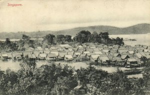 PC CPA SINGAPORE, MALAY VILLAGE PULO BRANI, Vintage Postcard (b19665)