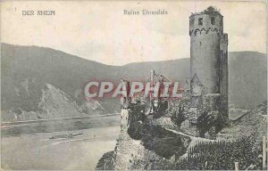 Postcard Old Der Rhein Ruin Ehrenfels