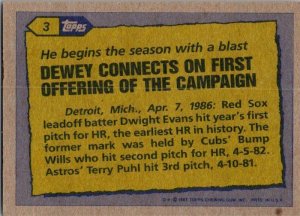1987 Topps Baseball Card '86 Record Breaker Dwight Evans Boston Red Sox ...