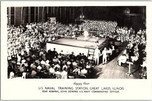 C.1940's RPPC WWII Naval Training Station Boxing Ring Postcard P126