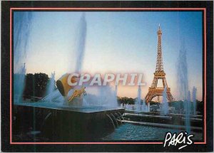 Modern Postcard Paris Eiffel Tower Le Jardin du Trocadero and Taurus Water Jets