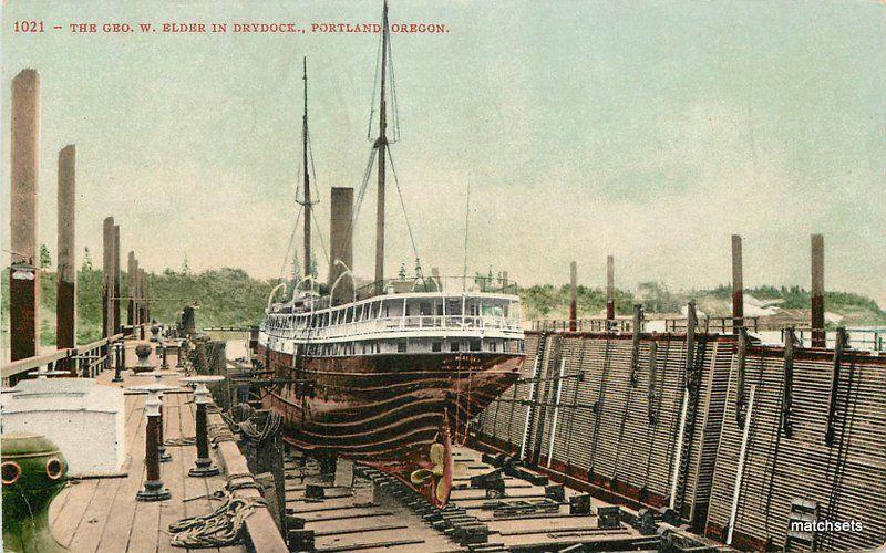 C-1910 Shipping Elder Dry Dock Portland Oregon Mitchell postcard 9028