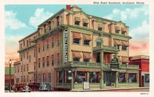 Rockland, Maine ME    NEW HOTEL ROCKLAND  Roadside  ca1940's Curteich Postcard