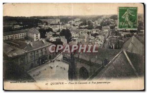 Old Postcard Quimper Place St Corentin and Panoramic view