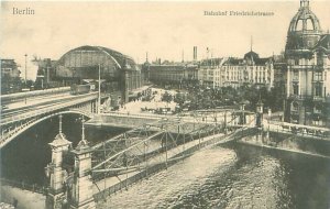 Berlin Germany Railway Station B&W Postcard, Bahnhof Friedrichstrasse 1908