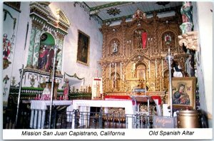 Postcard - Old Spanish Altar, Mission San Juan Capistrano, California