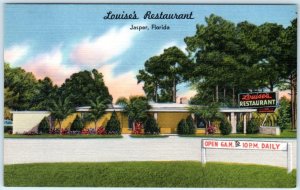 JASPER, Florida FL~ Roadside LOUISE'S RESTAURANT Hamilton County c1940s Postcard