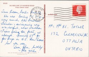 Big Rock Cave Cavendish Beach PE Prince Edward Island PEI c1963 Postcard G4