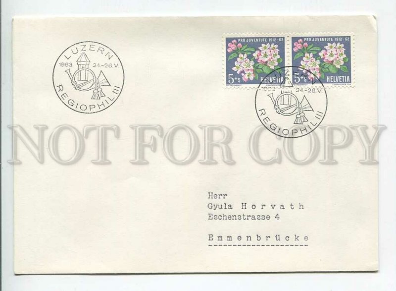 444868 Switzerland 1963 year flowers exhibition special cancellation COVER