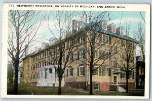 Ann Arbor Michigan Postcard Newberry Residence University 1916 Vintage Antique