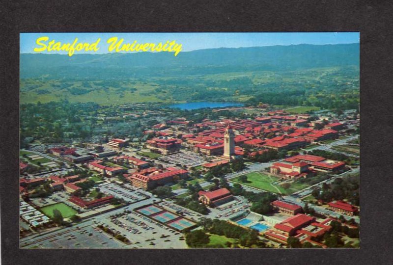 CA Aerial Stanford University College Palo Alto California Postcard Hoover Tower