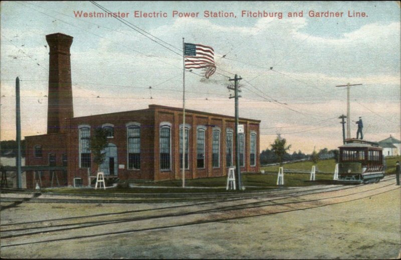 Westminster Electric Power Station Fitchburg Gardner Line Trolley Postcard