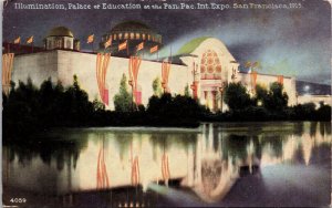 VINTAGE POSTCARD PANAMA-PACIFIC INTERNATIONAL EXPO 1915 PALACE OF EDUCATION ILLU