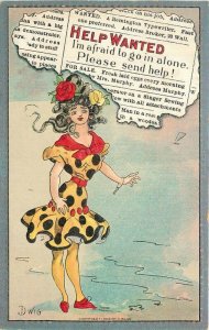 C-1910 Dwig Sexy woman help wanted Comic Humor #500 Postcard 22-5871