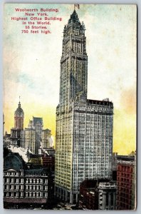 Vintage Postcard Woolworth Building Highest Office Building in the World N.Y.