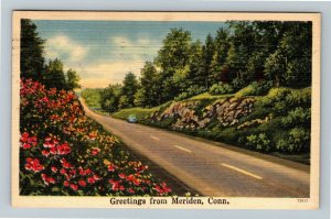 Meriden, CT-Connecticut, Scenic Greeting, Linen c1948 Postcard