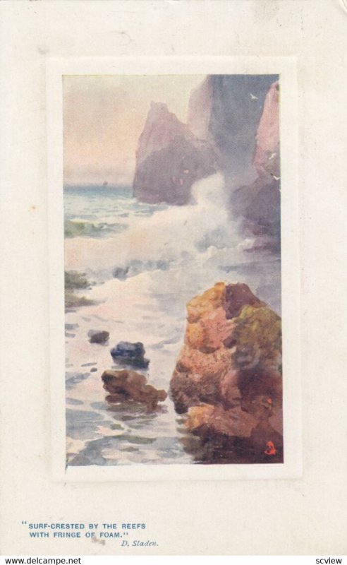 Surf-Crested by the reefs with fringe of foam, 1900-10s; TUCK 9702