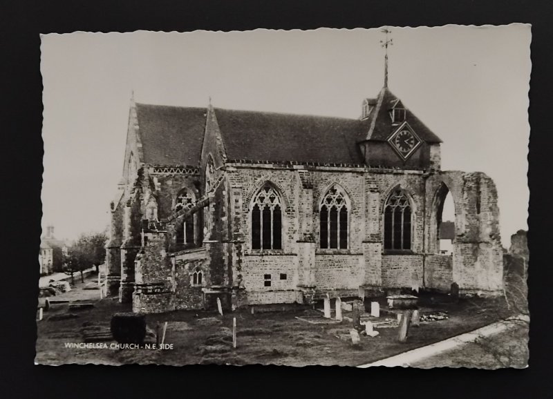 WINCHELSEA CHURCH, England real black & White photo POSTCARD