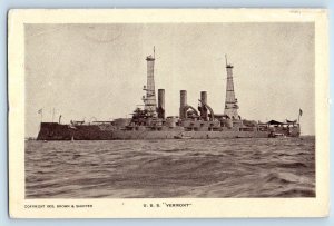 Newport News Vermont VT Postcard USS Vermont US Navy Ship c1910s Unposed Antique