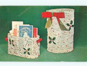 Pre-1980 This Is A Postcard CHRISTMAS OVAL BASKET BY NATIONAL HANDCRAFT AC7222