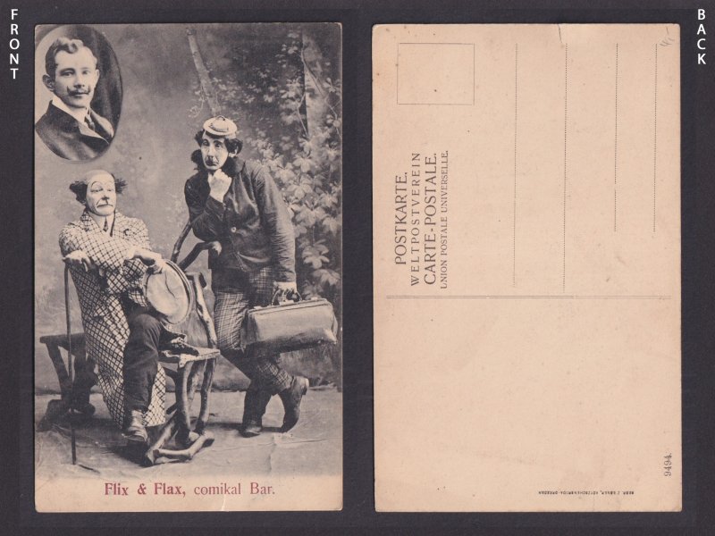 Vintage postcard Germany Flix & Flax Clowns