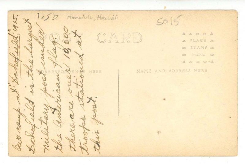 HI - Honolulu. Camp Schofield, 1915     RPPC