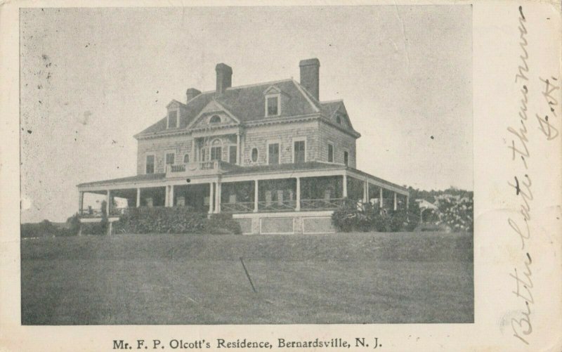 BERNARDSVILLE , New Jersey, 1900-10s ; Mr. F.P. Olcott's Residence