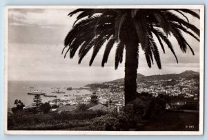 Madeira Portugal Postcard View of Funchal from East 1934 Vintage RPPC Photo