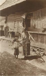 Postcard Romanian Type Little Girls With Pitch Fork Ethnic Costume Romania