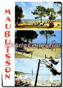 Postcard Modern Maubuisson The Beach The Beach at Lakeshore Sailing in Lakeside