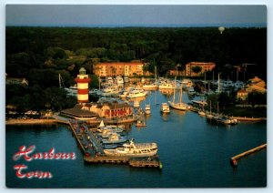 2 Postcards HILTON HEAD ISLAND, SC ~ Sunset HARBOUR TOWN Lighthouse Marina 4x6