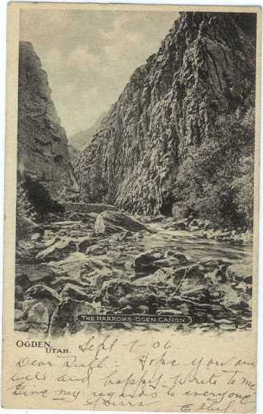 The Narrows, Ogden Canon, Ogden, Utah, UT, 1906 UNDivided Back