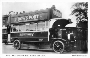 Crydon UK 1928 Pamlin Prints East Surrey Bus Route 409 RPPC Postcard 10638