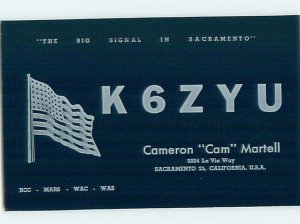 Pre-1980 RADIO CARD - CB HAM OR QSL Sacramento California CA AH2139