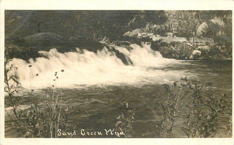 Beautiful Waterfall C-1920s Sand Creek Wyoming RPPC real photo postcard 1658