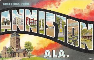 Alabama AL Postcard ANNISTON Calhoun County 1946 LARGE LETTER GREETING 16